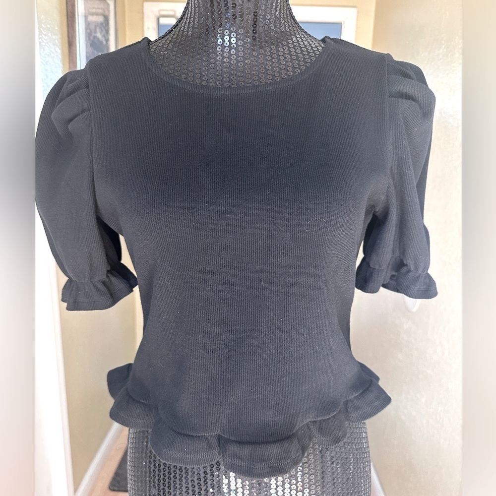 Maeve by Anthropologie short sleeve black top with tie back. 🖤